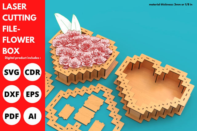 flower gift box | laser cut file | svg paper cut | cricut | glowforge file SVG tofigh4lang 