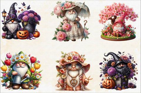 Flower Girl Gnomes Sublimation Clipart Bundle Sublimation SVGArt 