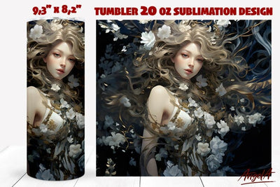 Flower Girl tumbler wrap / beautiful girl with flowers Sublimation Angelina Semenova 