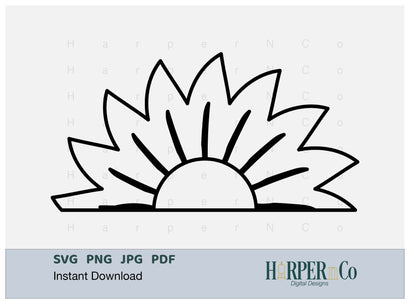 Flower Half 1 Outline SVG PNG Cut EPS File SVG HarperNCo 