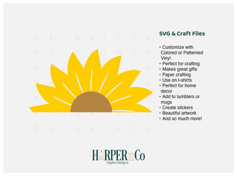 Flower Half 1 SVG PNG Cut EPS File SVG HarperNCo 