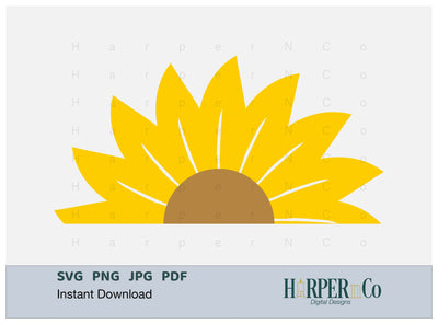 Flower Half 1 SVG PNG Cut EPS File SVG HarperNCo 