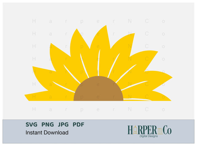 Flower Half 1 SVG PNG Cut EPS File SVG HarperNCo 