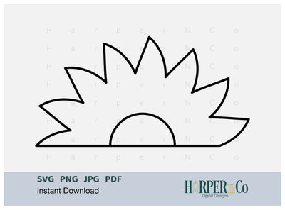 Flower Half 2 Outline SVG PNG Cut EPS File SVG HarperNCo 