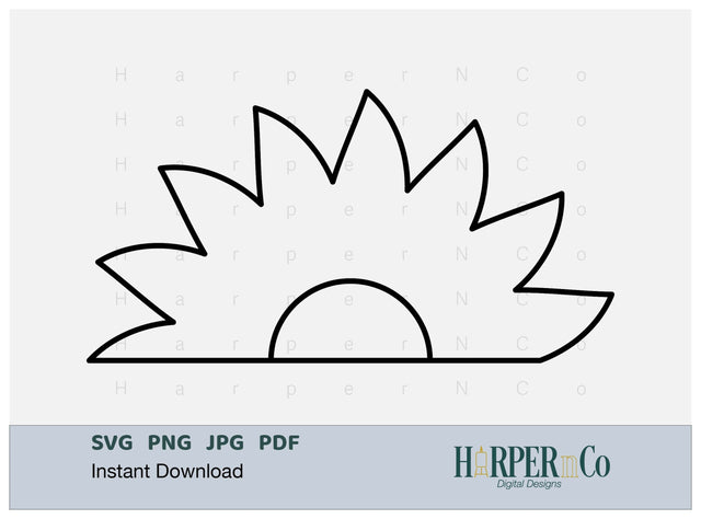 Flower Half 2 Outline SVG PNG Cut EPS File SVG HarperNCo 