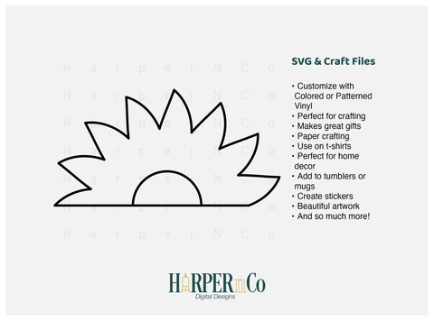 Flower Half 2 Outline SVG PNG Cut EPS File SVG HarperNCo 