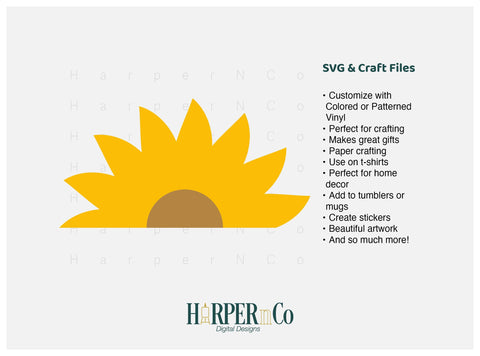 Flower Half 2 SVG PNG Cut EPS File SVG HarperNCo 