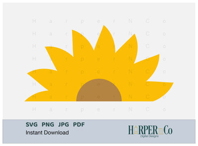 Flower Half 2 SVG PNG Cut EPS File SVG HarperNCo 