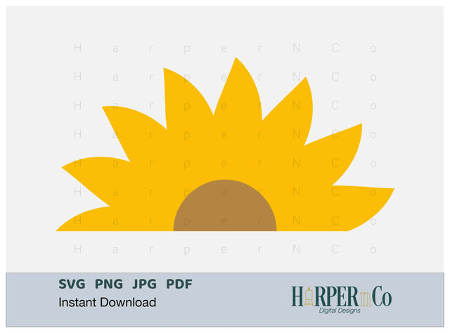 Flower Half 2 SVG PNG Cut EPS File SVG HarperNCo 