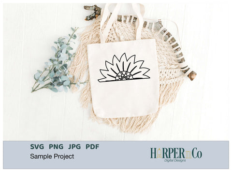 Flower Half 3 Outline SVG PNG Cut EPS File SVG HarperNCo 