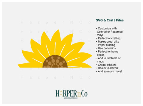 Flower Half 3 SVG PNG Cut EPS File SVG HarperNCo 