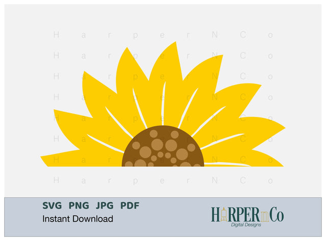 Flower Half 3 SVG PNG Cut EPS File SVG HarperNCo 
