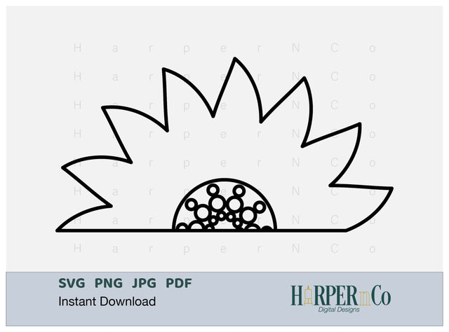 Flower Half 4 Outline SVG PNG Cut EPS File SVG HarperNCo 