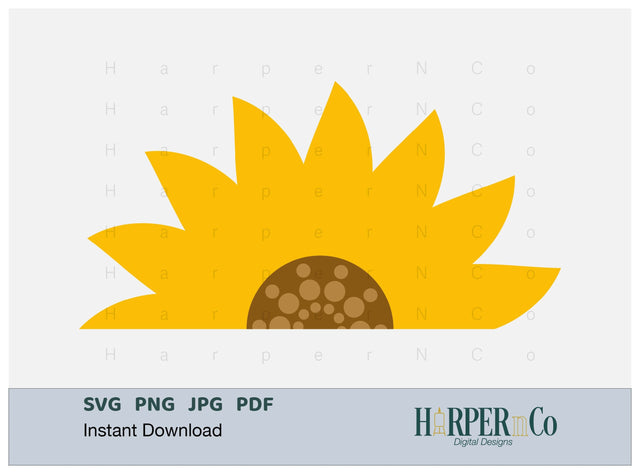 Flower Half 4 SVG PNG Cut EPS File SVG HarperNCo 