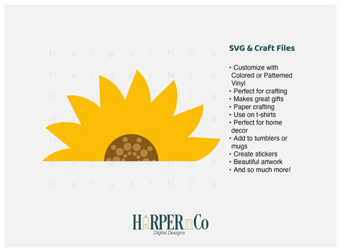 Flower Half 4 SVG PNG Cut EPS File SVG HarperNCo 