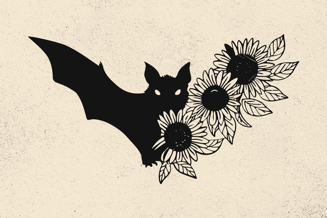 Flower Halloween Bat with daisies and leaves SVG file, Floral Bat svg file, Autumn svg, Halloween svg file, Halloween cut file SVG DesignDestine 
