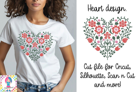 Flower Heart svg design. SVG Digital Gems 