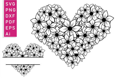 Flower Heart SVG, Floral Heart SVG, Valentines Day SVG, Valentine SVG, Love SVG, Wedding Sign SVG SVG D2PUTRI Designs 