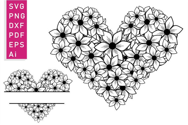 Flower Heart SVG, Floral Heart SVG, Valentines Day SVG, Valentine SVG, Love SVG, Wedding Sign SVG SVG D2PUTRI Designs 