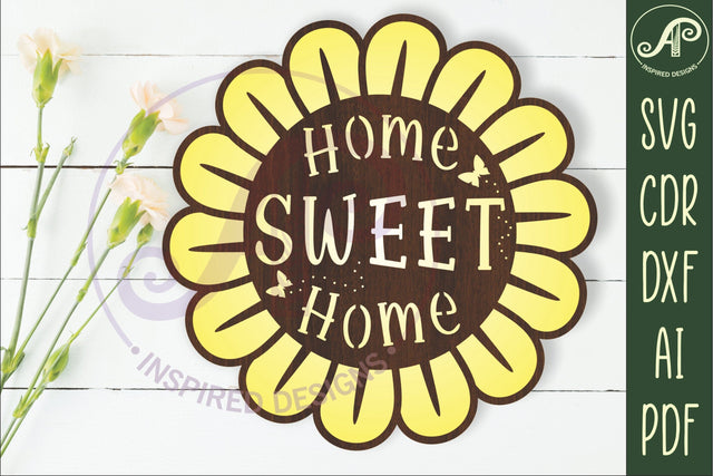 Flower home sweet home wall art sign, SVG file. vector SVG APInspireddesigns 