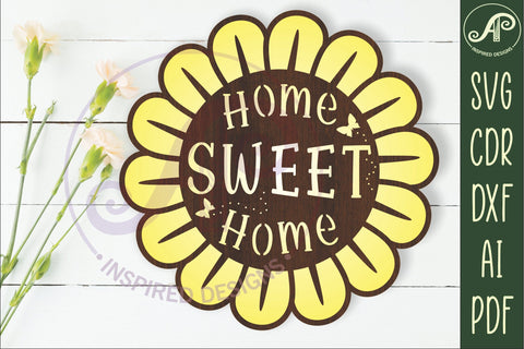 Flower home sweet home wall art sign, SVG file. vector SVG APInspireddesigns 