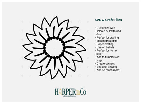 Flower Initial 1 Outline i SVG PNG Cut EPS File SVG HarperNCo 