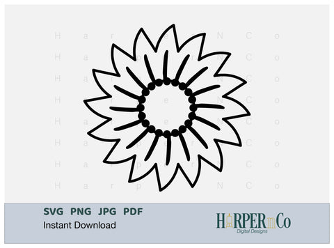 Flower Initial 1 Outline i SVG PNG Cut EPS File SVG HarperNCo 