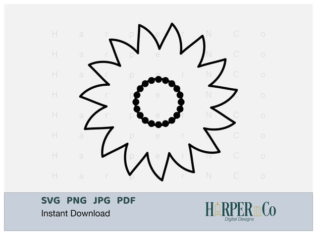 Flower Initial 2 Outline SVG PNG Cut EPS File SVG HarperNCo 