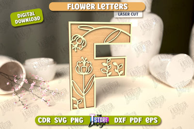 Flower Letters | Alphabet | Floral Design | 3D Decorative Letters | CNC File SVG The T Store Design 