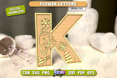 Flower Letters | Alphabet | Floral Design | 3D Decorative Letters | CNC File SVG The T Store Design 