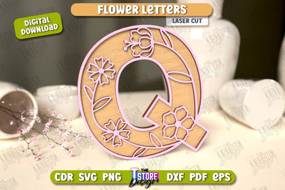 Flower Letters | Alphabet | Floral Design | 3D Decorative Letters | CNC File SVG The T Store Design 