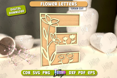 Flower Letters | Alphabet | Floral Design | 3D Decorative Letters | CNC File SVG The T Store Design 