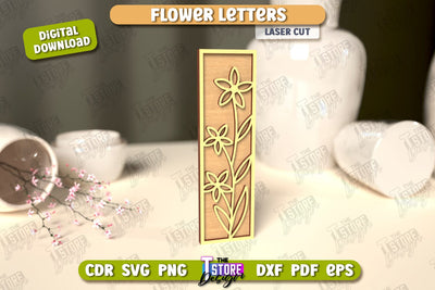 Flower Letters | Alphabet | Floral Design | 3D Decorative Letters | CNC File SVG The T Store Design 