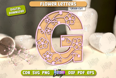 Flower Letters | Alphabet | Floral Design | 3D Decorative Letters | CNC File SVG The T Store Design 