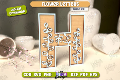 Flower Letters | Alphabet | Floral Design | 3D Decorative Letters | CNC File SVG The T Store Design 
