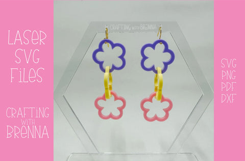 Flower Linked Earrings, Laser SVG File SVG Crafting With Brenna 