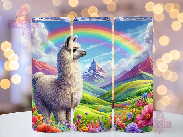 Flower Llama 20oz Tumbler Wrap Sublimation Design, Straight Tapered Tumbler Wrap, Llama Tumbler Png, Instant Digital Download Sublimation SvggirlplusArt 