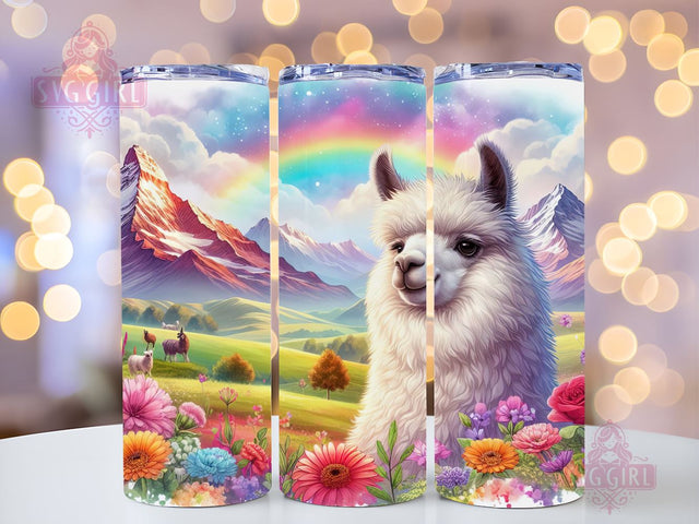 Flower Llama 20oz Tumbler Wrap Sublimation Design, Straight Tapered Tumbler Wrap, Llama Tumbler Png, Instant Digital Download Sublimation SvggirlplusArt 