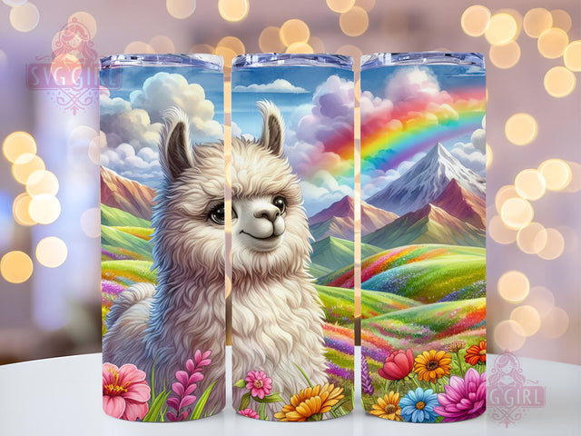 Flower Llama 20oz Tumbler Wrap Sublimation Design, Straight Tapered Tumbler Wrap, Llama Tumbler Png, Instant Digital Download Sublimation SvggirlplusArt 