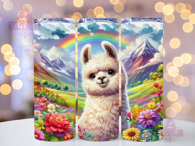 Flower Llama 20oz Tumbler Wrap Sublimation Design, Straight Tapered Tumbler Wrap, Llama Tumbler Png, Instant Digital Download Sublimation SvggirlplusArt 