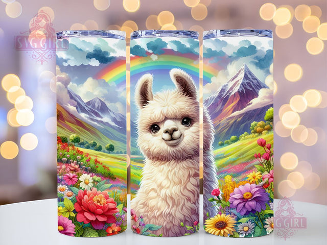 Flower Llama 20oz Tumbler Wrap Sublimation Design, Straight Tapered Tumbler Wrap, Llama Tumbler Png, Instant Digital Download Sublimation SvggirlplusArt 