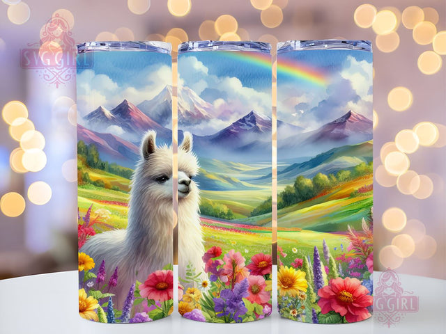 Flower Llama 20oz Tumbler Wrap Sublimation Design, Straight Tapered Tumbler Wrap, Llama Tumbler Png, Instant Digital Download Sublimation SvggirlplusArt 