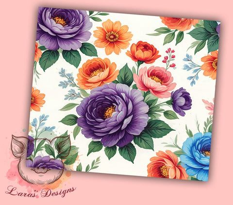 Flower Lover Tumbler, Floral Design, 20oz Tumbler Wrap, PNG Sublimation, Gardening Gifts, Nature Lover, Spring Decor Sublimation Lara' s Designs 
