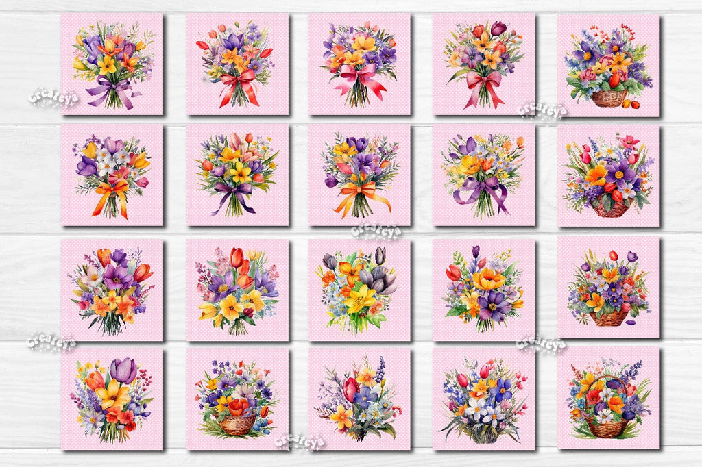 Flower magnet bundle Spring Magnet sublimation bundle Easter fridge ...
