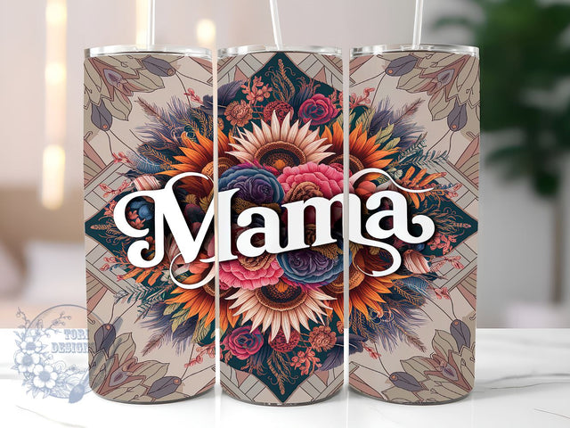 Flower Mama 20oz Skinny Tumbler, Mothers Day Tumbler Png, Straight & Tapered Tumbler Wrap, Instant Digital Download Sublimation ToriDesigns 