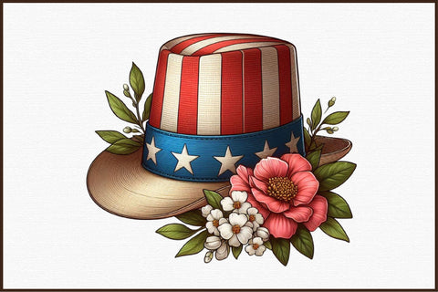 Flower Memorial Day Hat Clipart Sublimation designartist 
