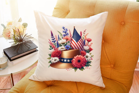 Flower Memorial Day Hat Clipart Sublimation designartist 
