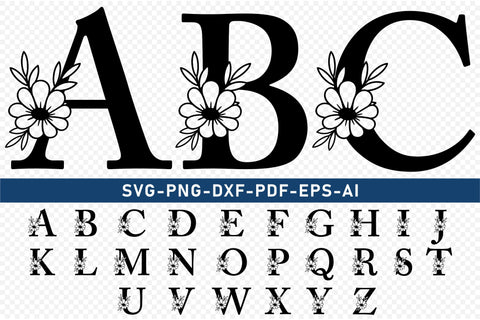 Flower Monogram Alphabet Letters Set A-Z SVG Designs Bundle, Floral Monogram Font SVG Laser Cut Files, Fonts Monogram Letter SVG, PNG, Cricut Design SVG D2PUTRI Designs 