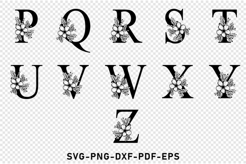 Flower monogram font alphabet letters svg design SVG D2PUTRI Designs 