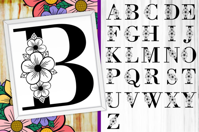 Flower Monogram Letter SVG Files Design, Wedding Font SVG Designs, Floral alphabet Monograms SVG Set A-Z SVG D2PUTRI Designs 